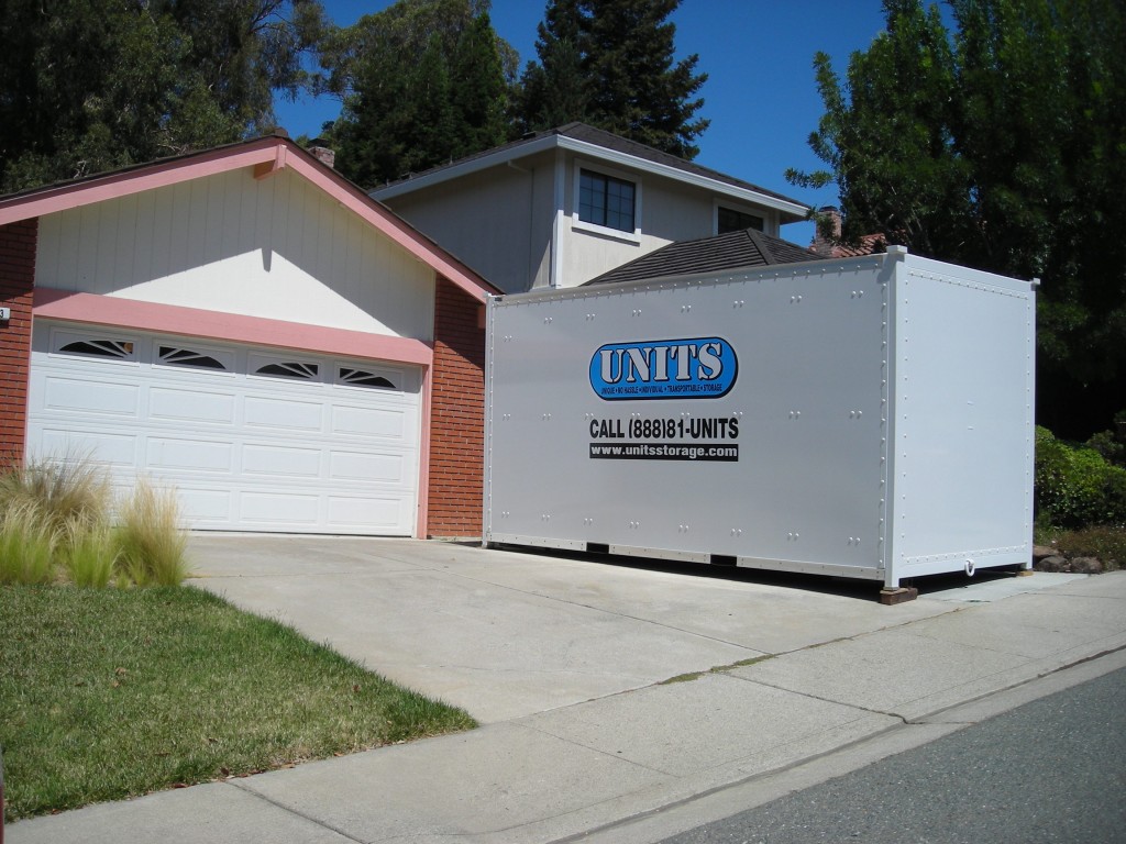 Portable Moving container in front of san ramon house.