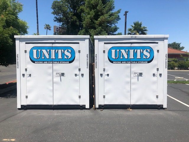 two portable storage units for commercial use