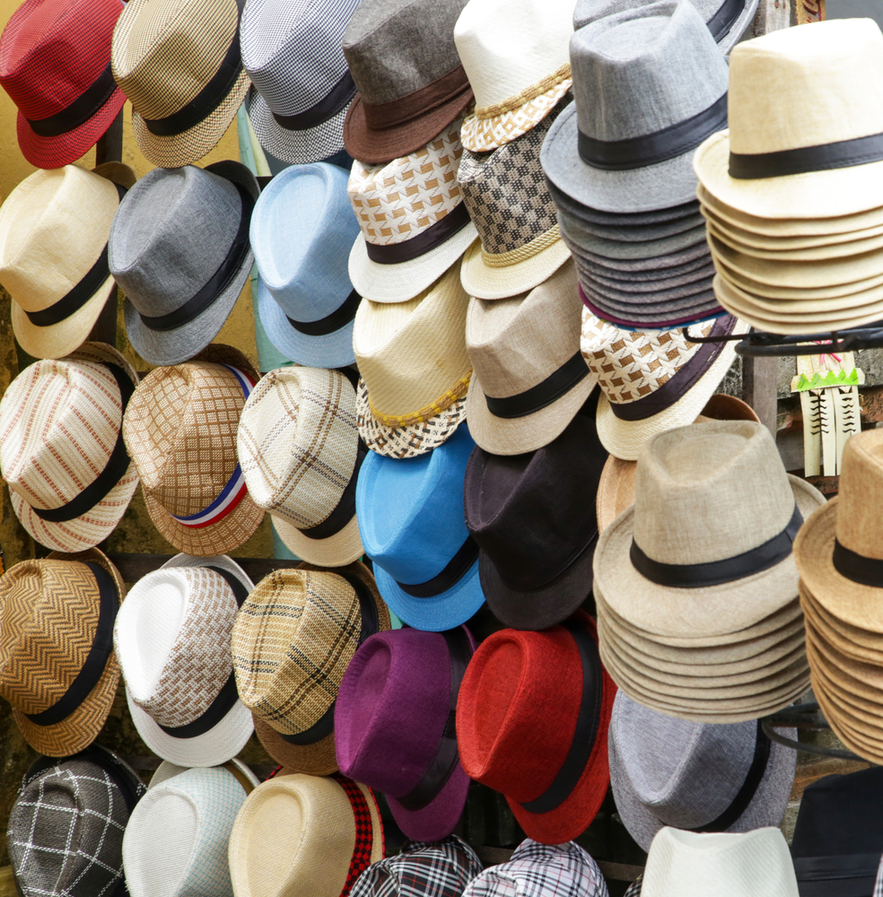 image of a hat wall display with brims